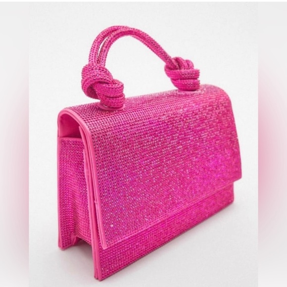 ZARA FUCHSIA SPARKLY MINI CITY BAG - Picture 2 of 5